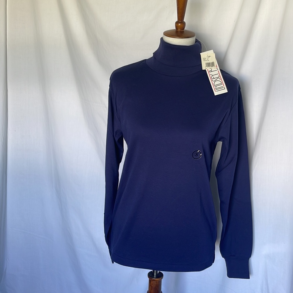 Vintage, Lindsey Blake, classic, long sleeve Turtleneck. , Blue, Small